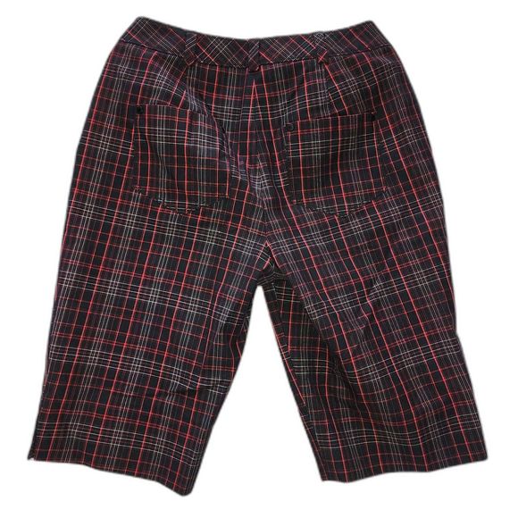 Annika by Cutter & Buck Women's Black & Red Plaid Bermuda Golf Shorts Size 4 - Picture 3 of 10
